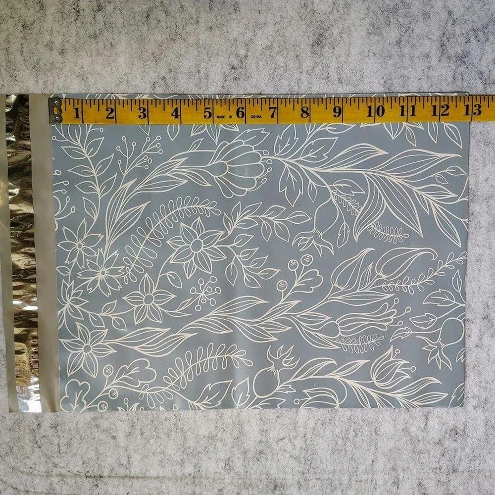 Floral Poly Shipping Mailers 10x13 Blue‎ White Botanical Mailing Envelopes Pack